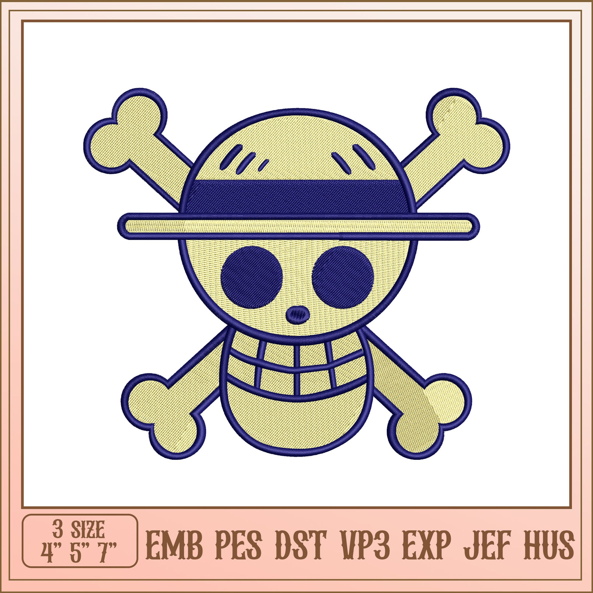 One Piece Jolly Roger Embroidery Design