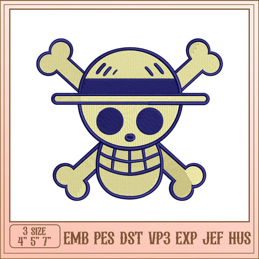 One Piece Jolly Roger Embroidery Design