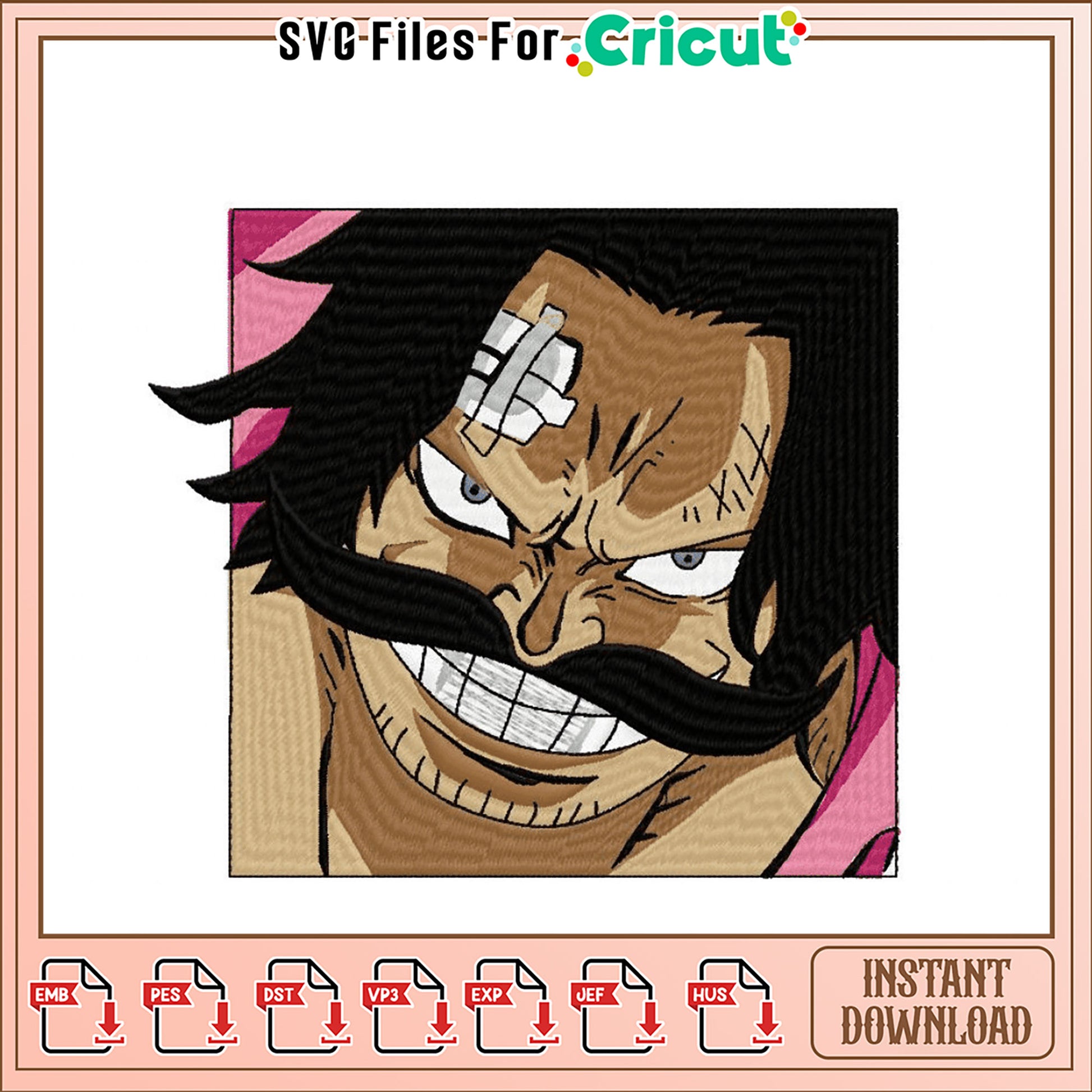 One Piece Law Embroidery Design Instant Download