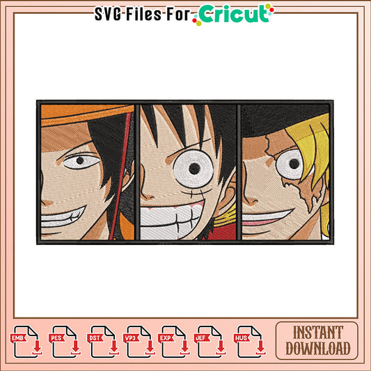 One Piece Straw Hats Embroidery Design Instant Download