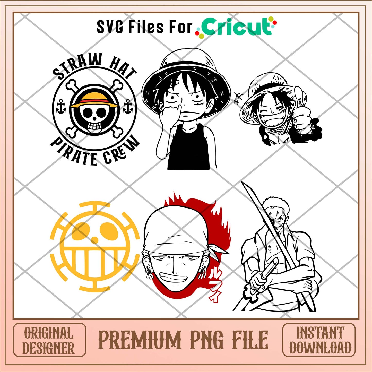 Anime One piece logo outline png bundle