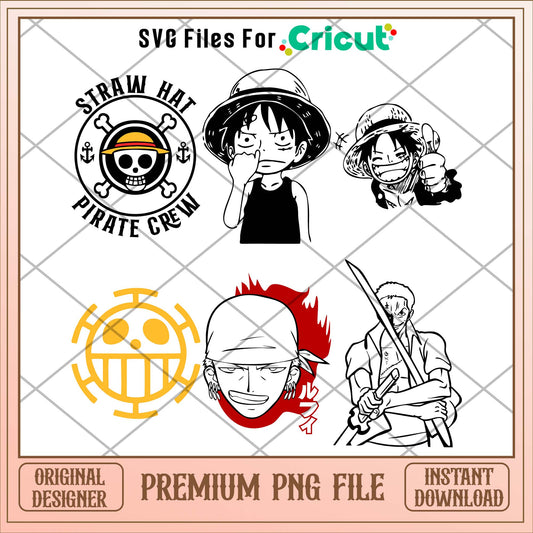 Anime One piece logo outline png bundle