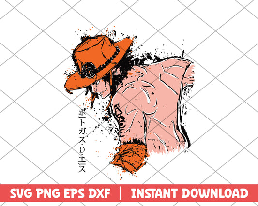 One piece Portgas D.Ace anime svg