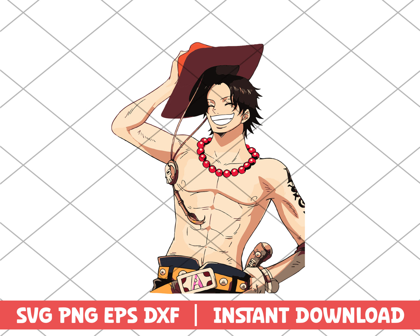 One piece Portgas D. Ace suit anime svg