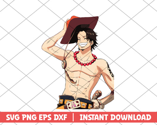 One piece Portgas D. Ace suit anime svg