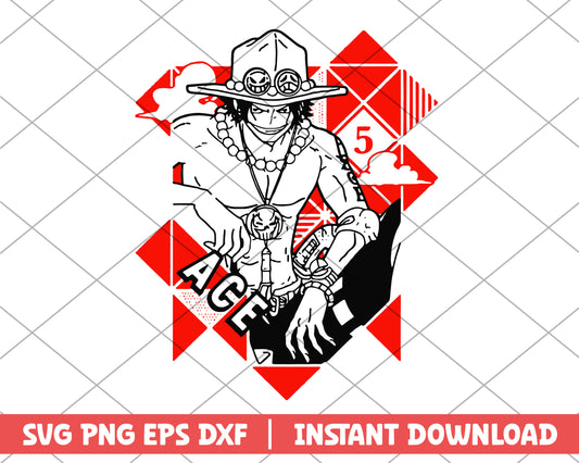 One piece ace anime svg