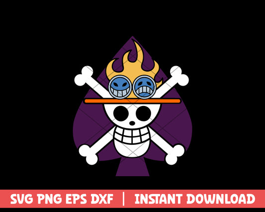 One piece ace jolly roger anime svg