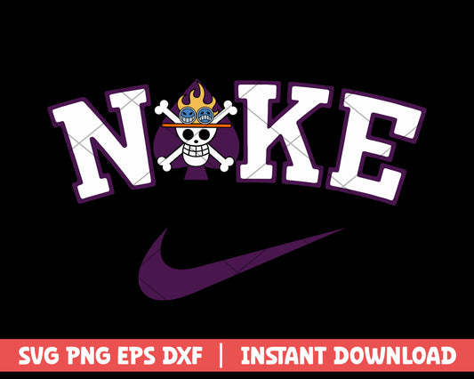 One piece ace jolly roger nike anime svgOne piece ace jolly roger nike anime svg