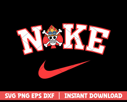 One piece ace jolly roger red nike anime svg