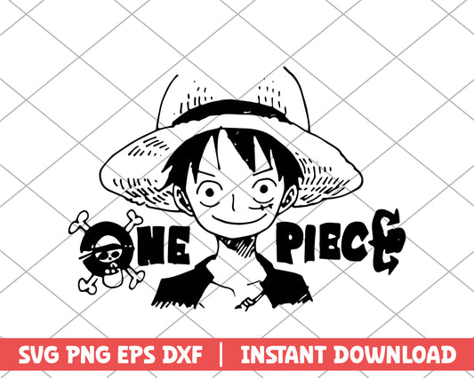 One piece luffy straw hat anime svg