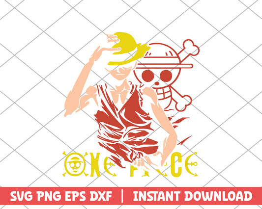 One piece monkey D.luffy straw hat anime svg