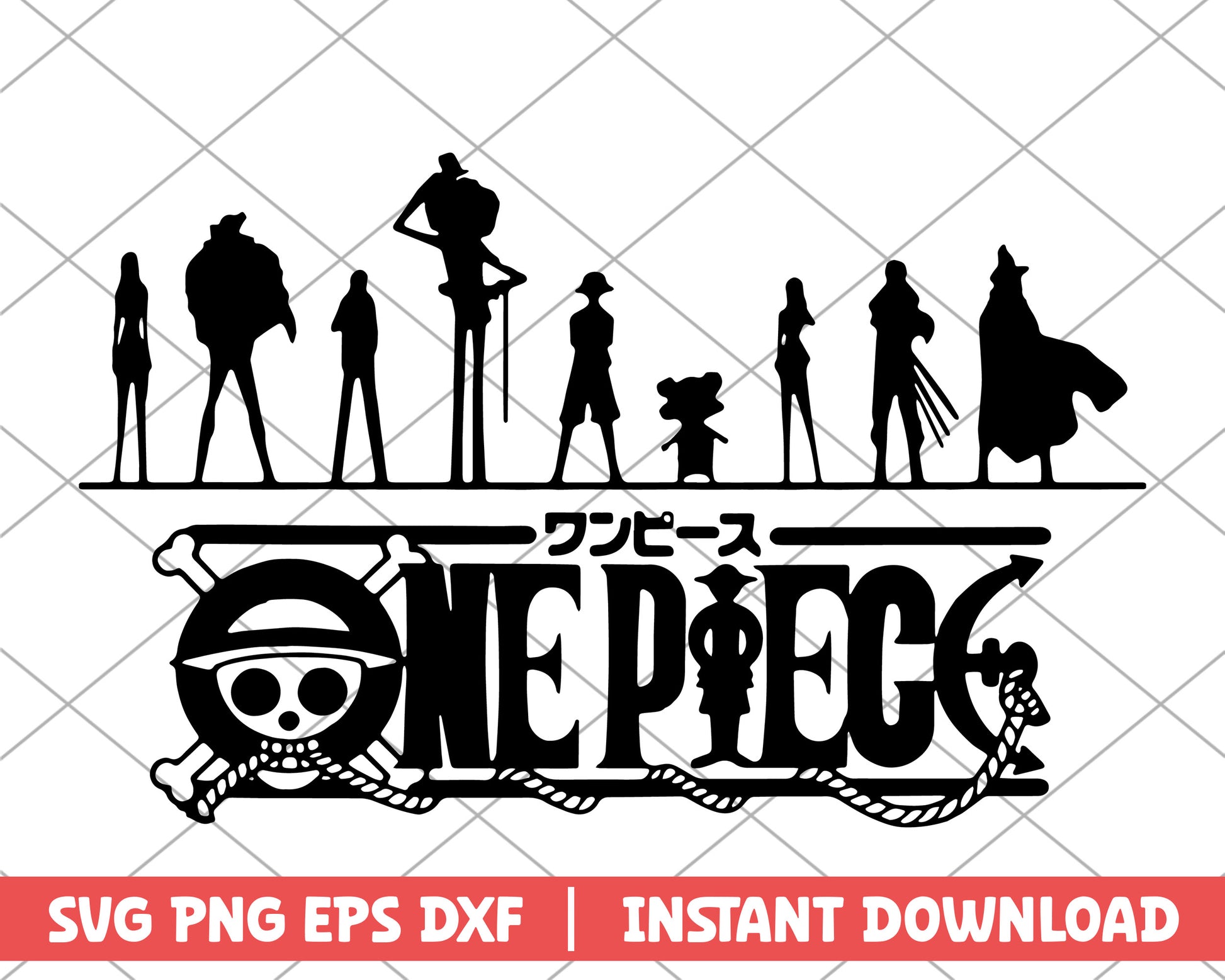 One piece mugiwara members anime svg