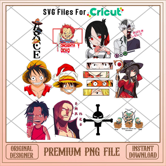 Anime One piece Luffy and friends png bundle