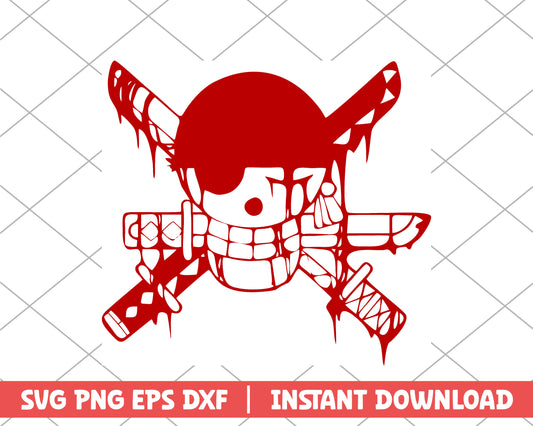 One piece zoro jolly roger anime svg