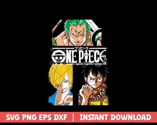 One piece zoro sanji luffy anime svg