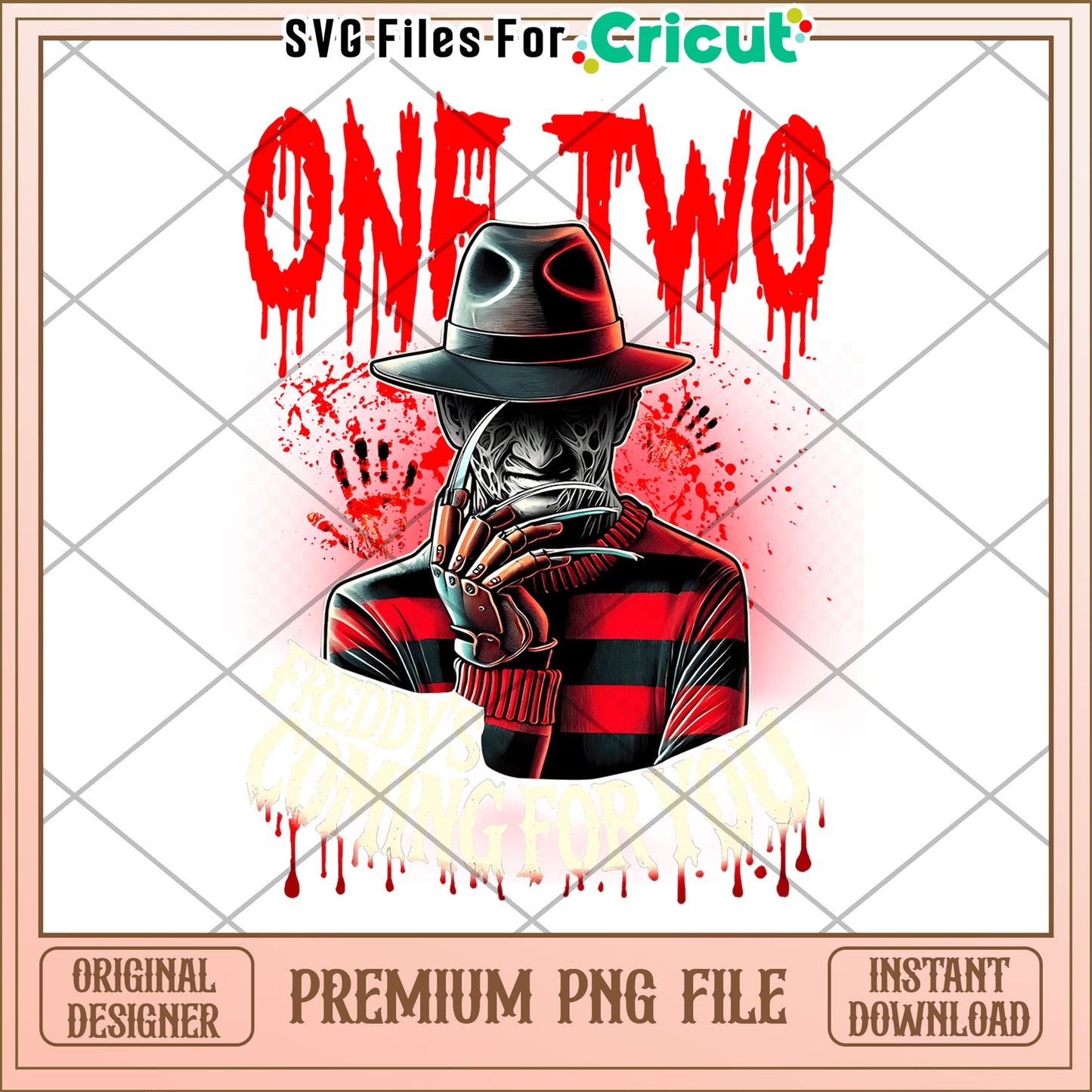 One two freddy is coming for you design png, halloween holiday png, horror halloween png