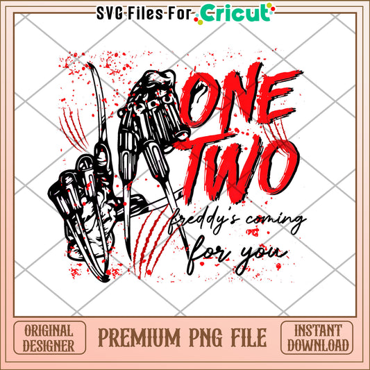 One two freddy is coming for you png, halloween holiday png, horror halloween png