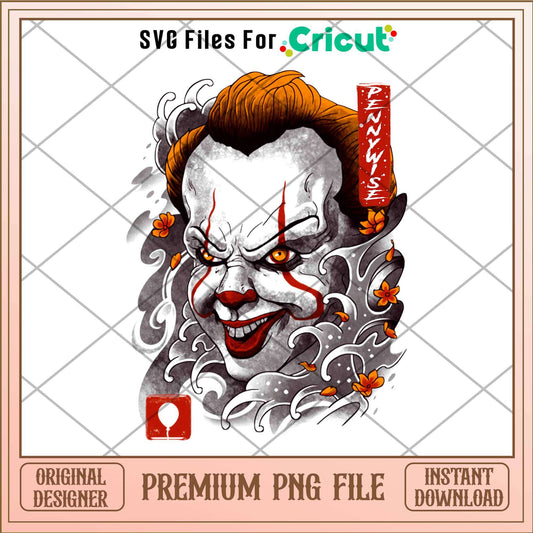 Oni Clown Mask Horror tattoo  png, Horror characters png, Digital Download