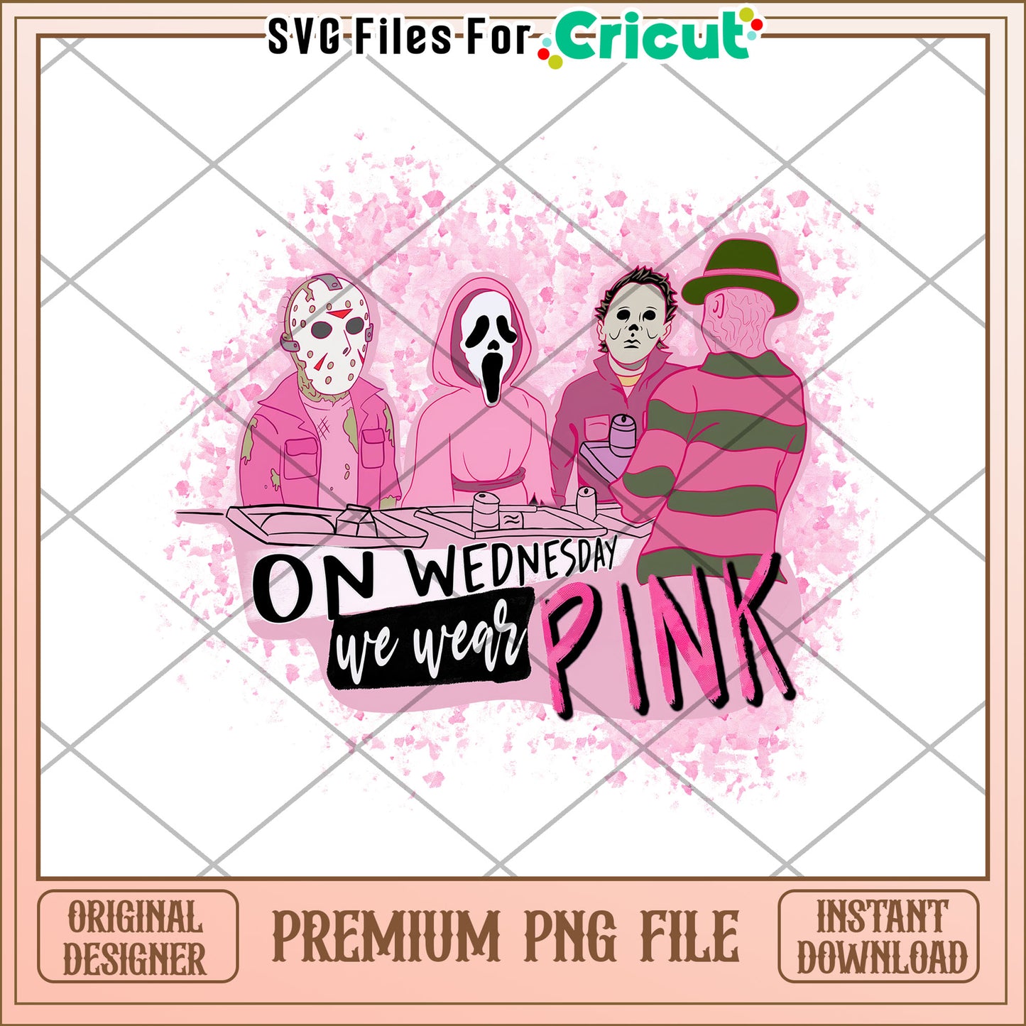 On wednesday we wear pink png, halloween​ design​ png, halloween costume​ png