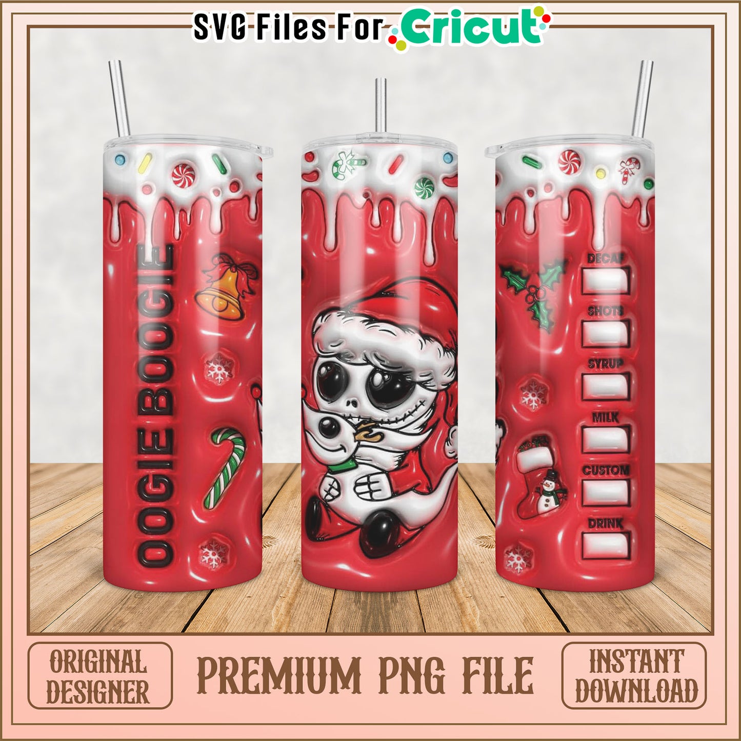 Oogie Boogie Christmas Tumbler Design PNG for Cricut Projects