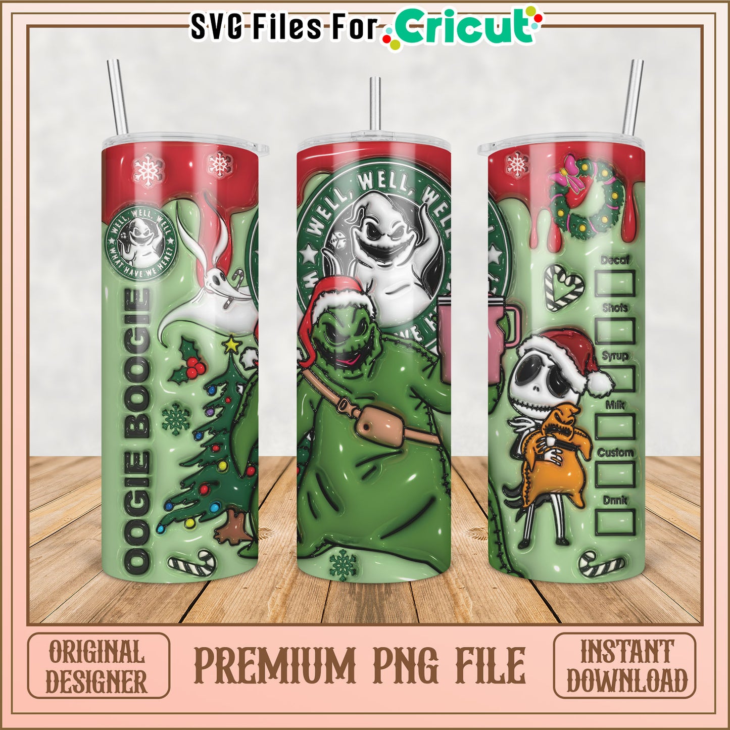 Oogie Boogie Christmas Tumbler PNG File for Cricut Crafting Design