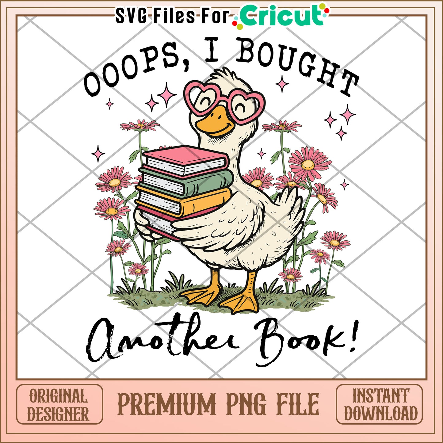 Oops i bought another book png, funny goose png, silly goose png