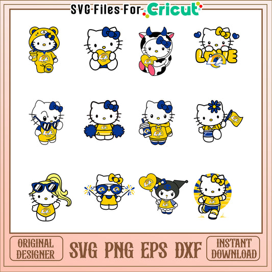 Option 1 (61 characters) Hello Kitty Rams SVG Bundle Instant Download
