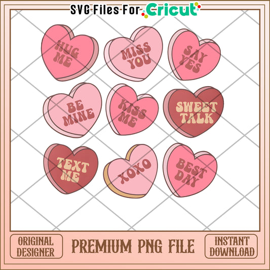 Option 1 (61 characters) Valentine Conversation Hearts PNG  Download