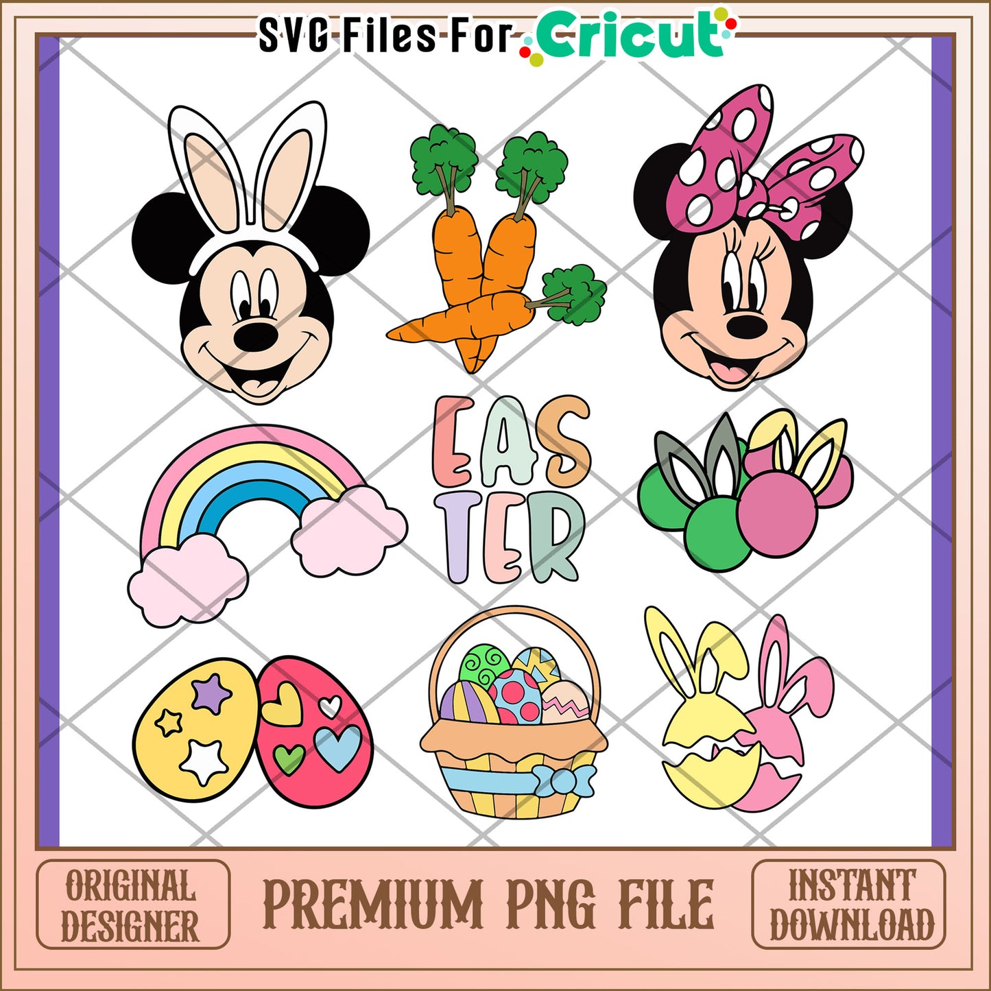 Option 1 (62 characters) Easter Mickey Minnie PNG Images Instant Download