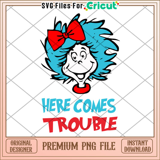 Option 1 (62 characters)  Here Comes Trouble PNG, Girl, Design