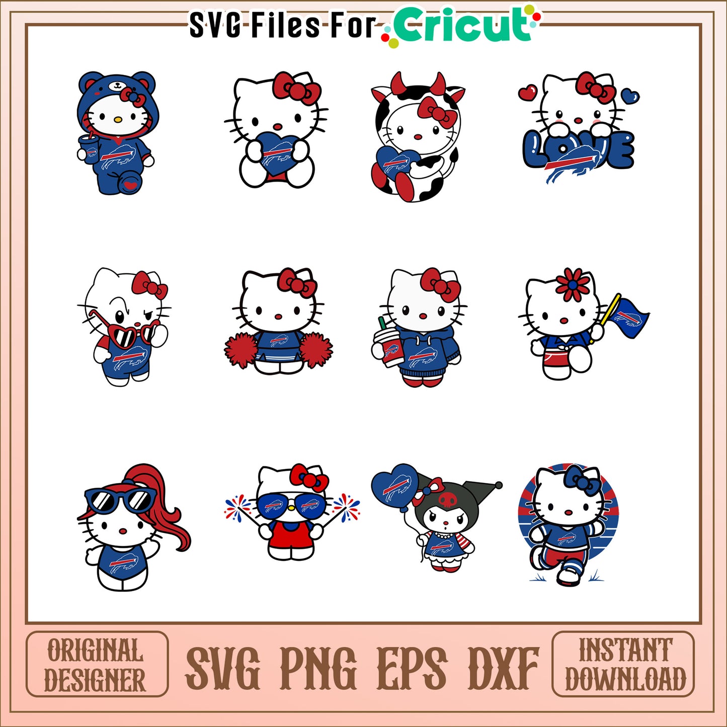 Option 1 (Focus on Bundle)  Hello Kitty Buffalo Bills SVG Bundle