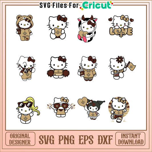 Option 1 (Focus on Bundle)  Hello Kitty Saints Bundle SVG PNG EPS DXF
