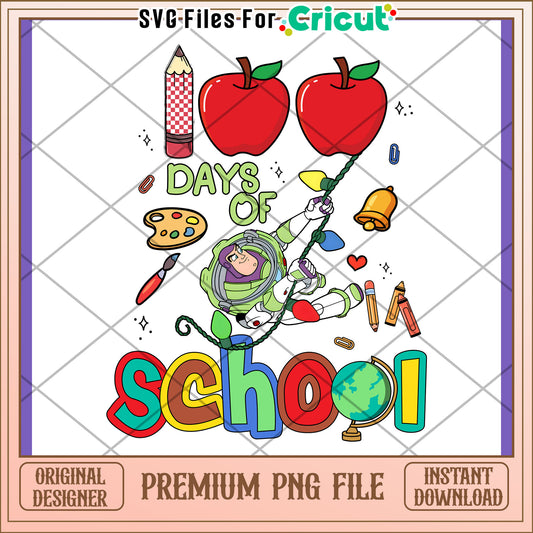 Option 1 (Focus on Buzz Lightyear) Buzz Lightyear 100 Days of School PNG