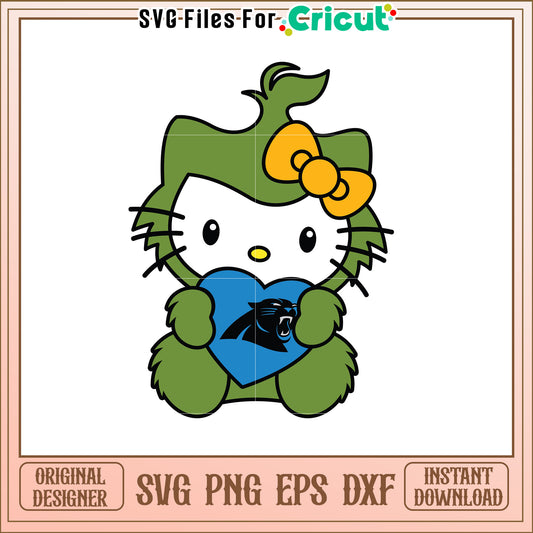 Option 1 (Focus on Character) Green Hello Kitty Carolina Panthers SVG