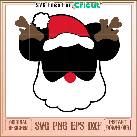 Option 1 (Focus on Character)  Mickey Santa SVG PNG EPS DXF
