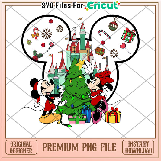 Option 1 (Focus on Christmas) Mickey Minnie Christmas PNG Sublimation Design