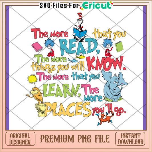 Option 1 (Focus on Seuss)  Dr Seuss Read Learn PNG Design