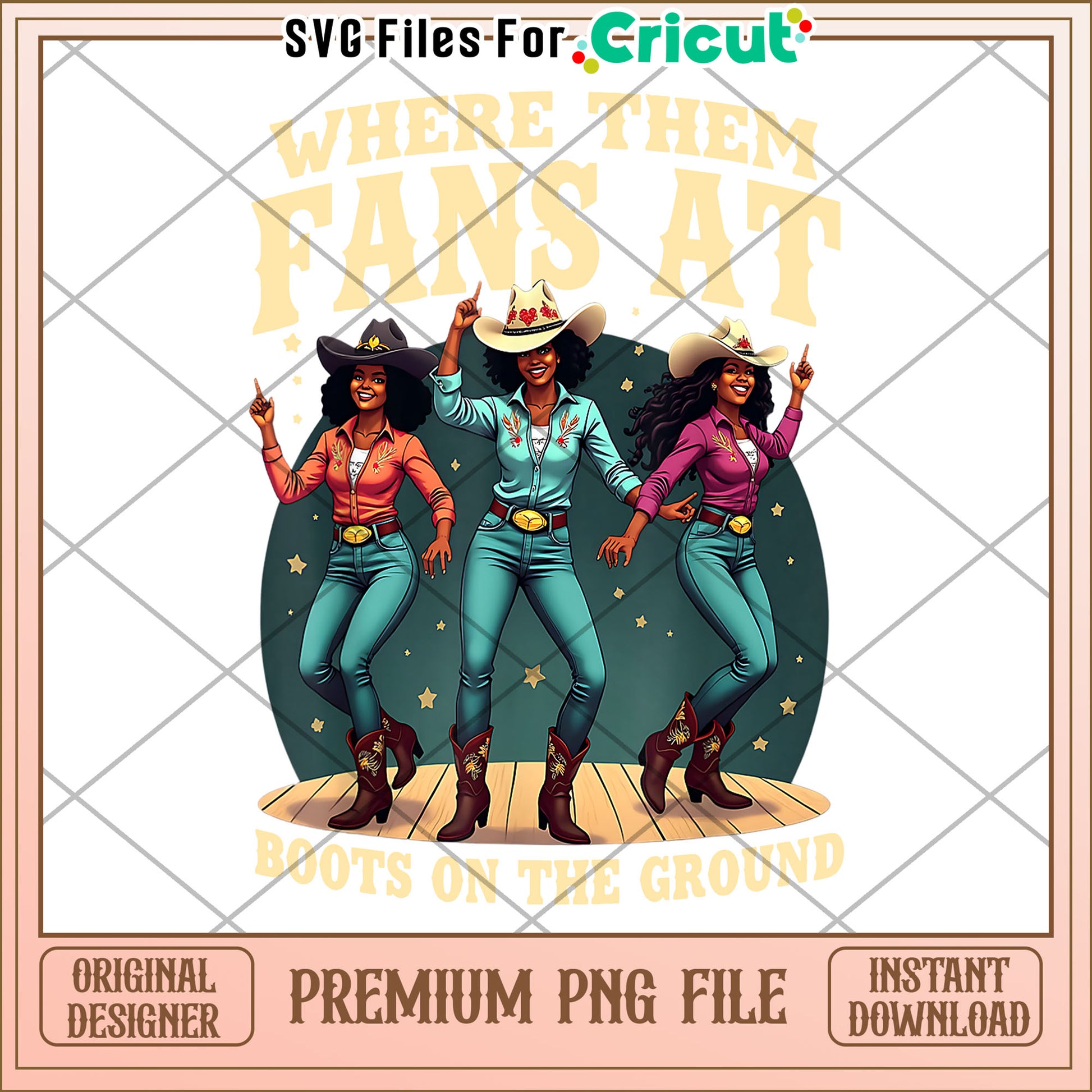 Option 1 (Focus on action)  Cowgirl Boots PNG Line Dancing Ladies
