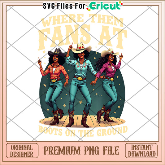 Option 1 (Focus on action)  Cowgirl Boots PNG Line Dancing Ladies