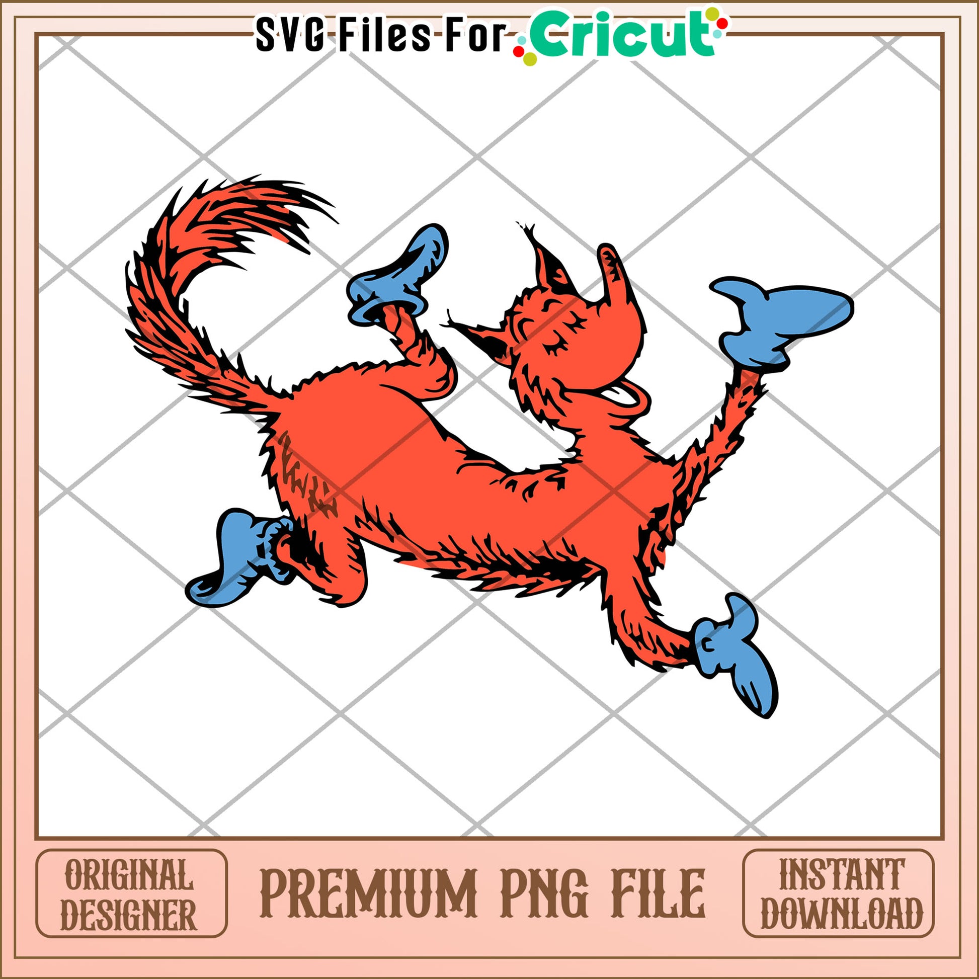 Option 1 (Focus on character)  Cat in the Hat PNG Cricut File Download