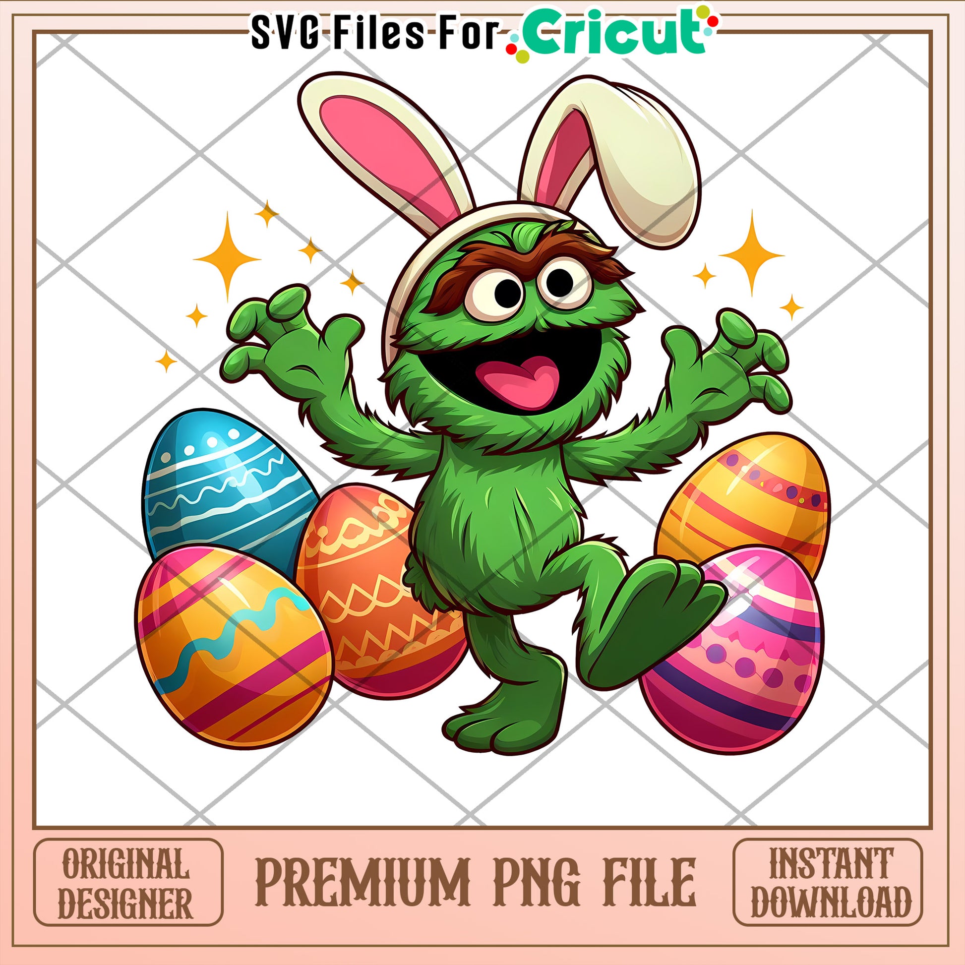 Option 1 (Focus on character) Cookie Monster Easter PNG