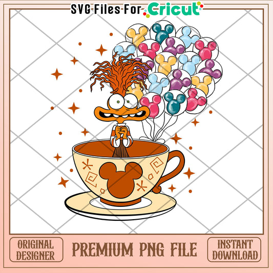 Option 1 (Focus on character)  Crazy Hair Cup PNG Instant Download