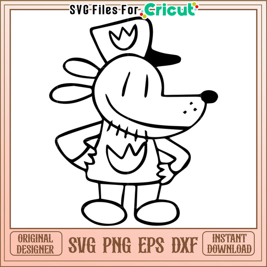 Option 1 (Focus on character)  Cute Cartoon Dog SVG  Printable Coloring Page