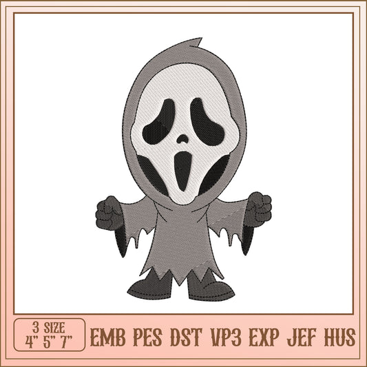 Option 1 (Focus on character) Cute Ghost Face Embroidery Design