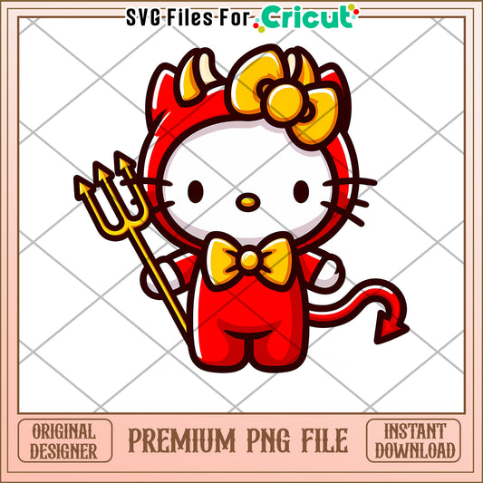 Option 1 (Focus on character)  Cute Hello Kitty Devil PNG