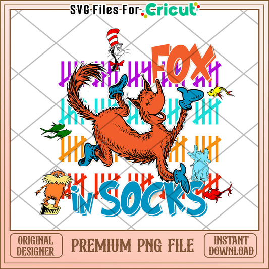Option 1 (Focus on character) Fox in Socks PNG Sublimation