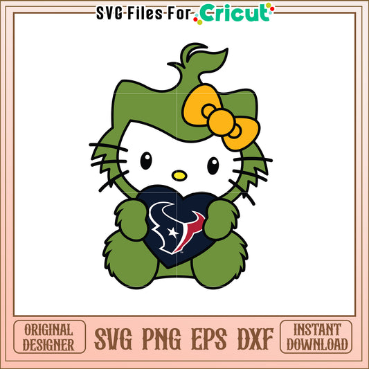 Option 1 (Focus on character) Green Hello Kitty Houston Texans SVG