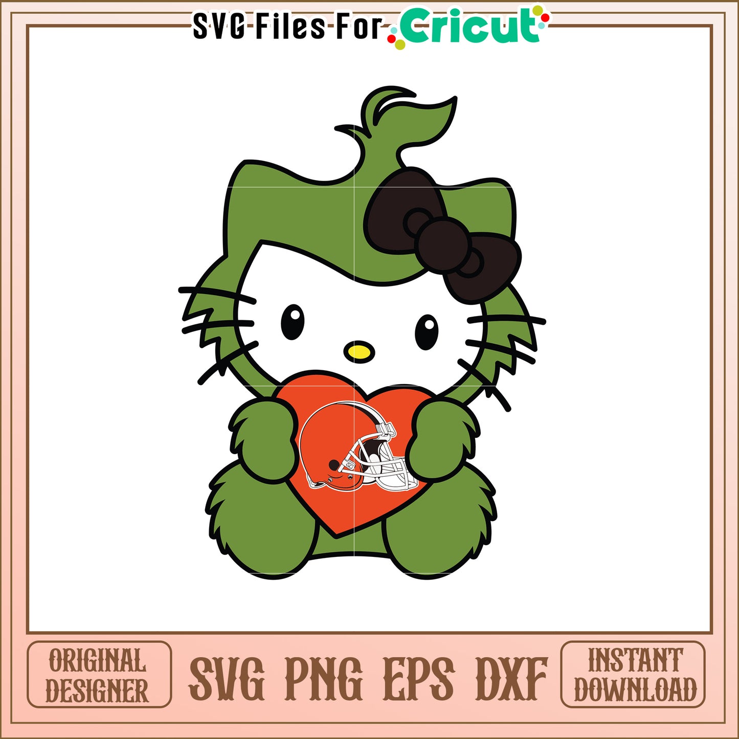 Option 1 (Focus on character)  Green Hello Kitty SVG Design