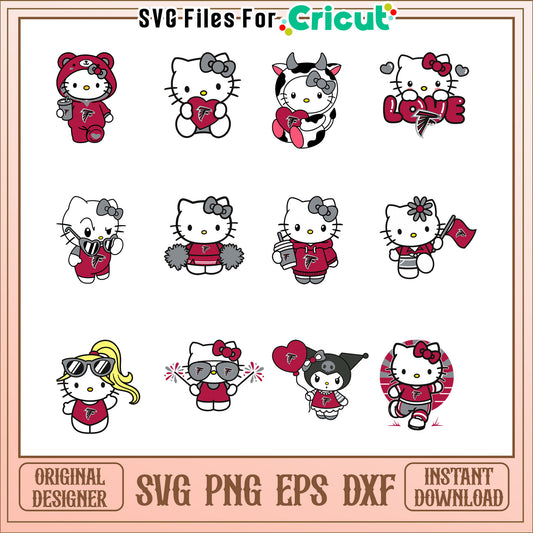 Option 1 (Focus on character) Hello Kitty Atlanta Falcons SVG Bundle