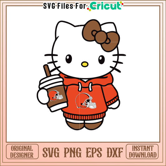 Option 1 (Focus on character) Hello Kitty Browns Football SVG